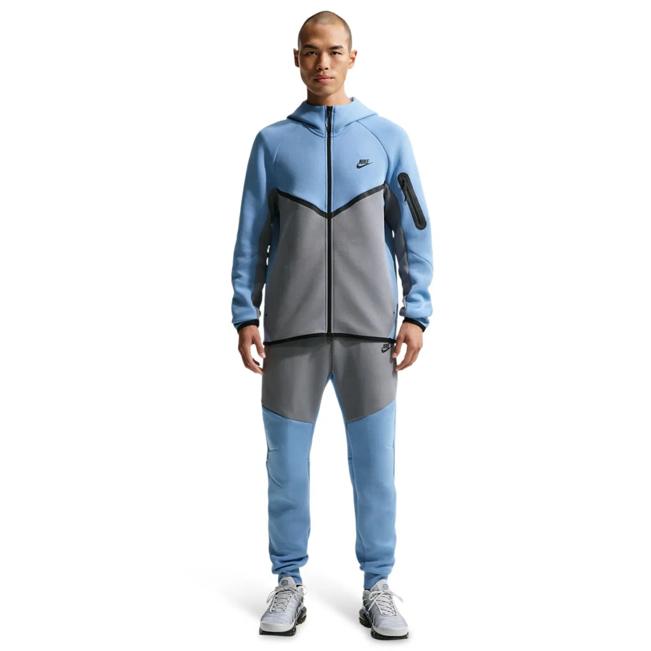 Мужское худи Windrunner Nike Tech Fleece, цвет Work Blue/Cool Grey/Black — фото 4