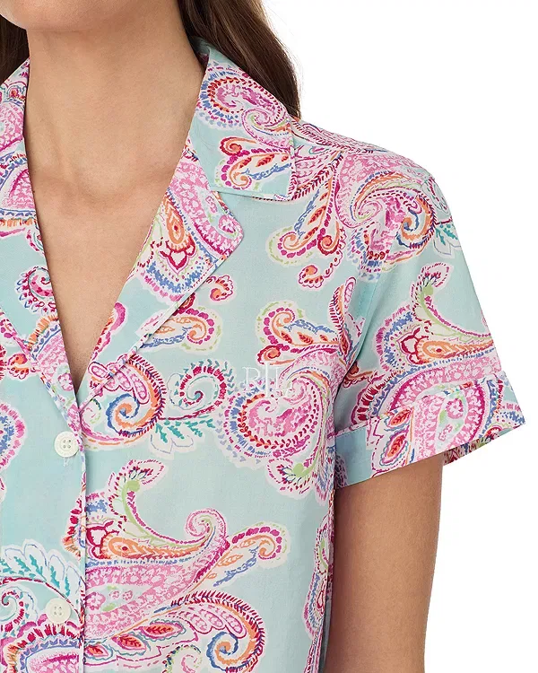 Женский комплект пижамный из хлопка и вискозы Classic Boxer Pajama Set Ralph Lauren, Multi Paisley — фото 2