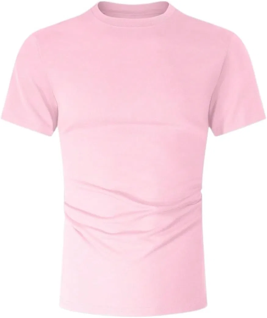 Мужская хлопковая футболка с круглым вырезом, Pink