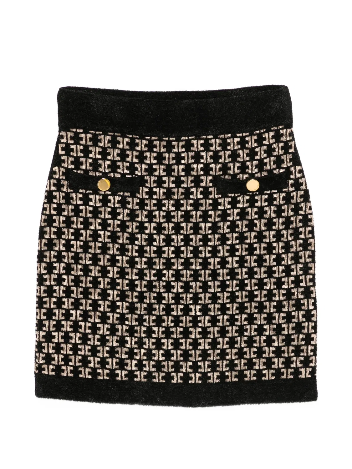 Юбка с монограммой и пуговицами Elisabetta Franchi Kids, черный
