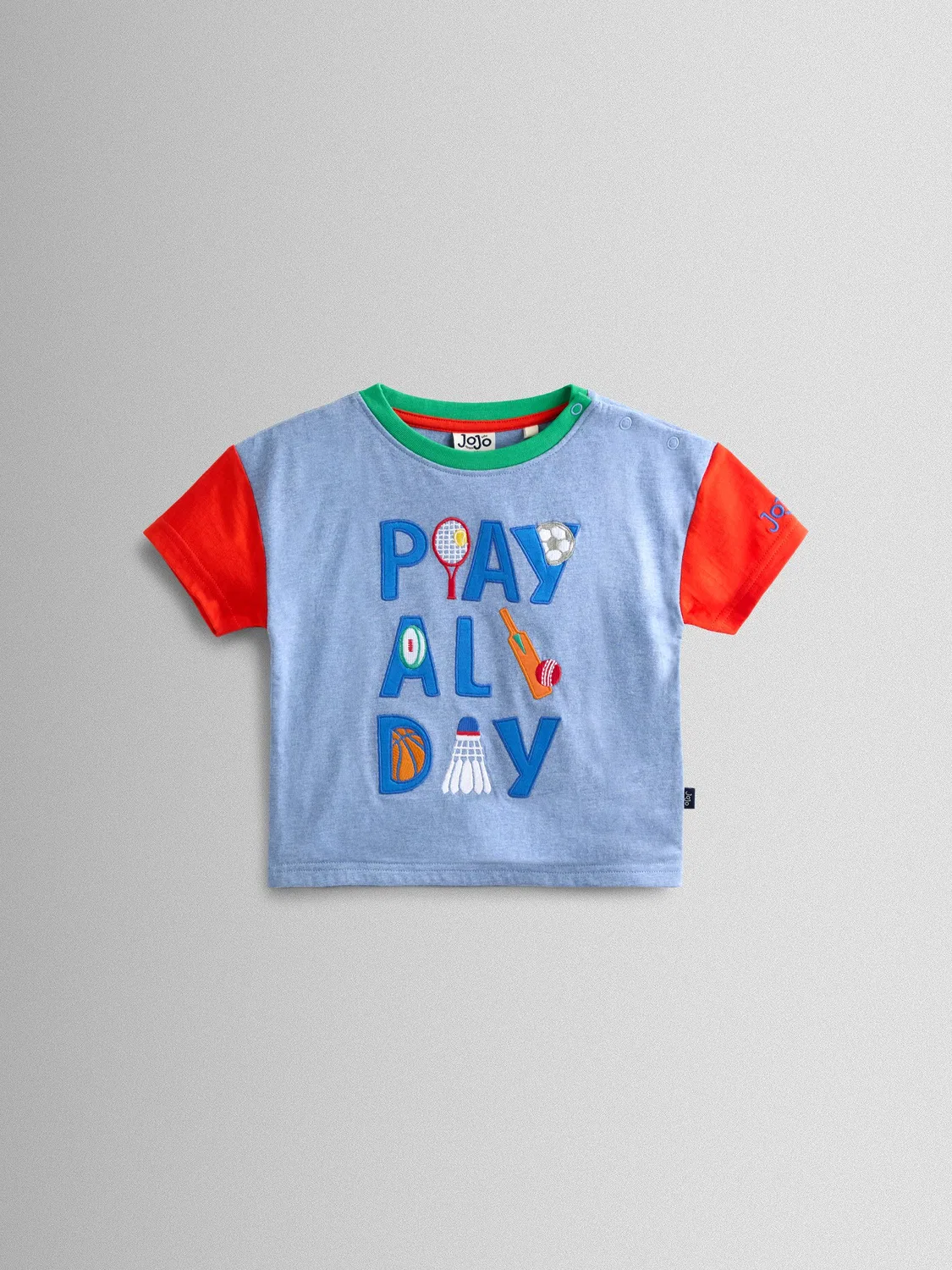 Футболка с аппликацией Play All Day, JoJo Maman Bébé, синяя