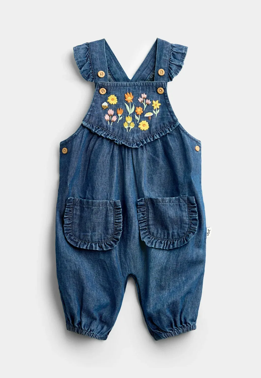 Вышитый комбинезон - боди Jojo Maman Bébé, Chambray Blue Floral — фото 2