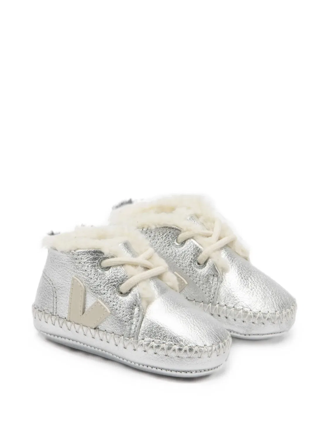Пинетки Pierre с мехом Veja Kids, серебристый