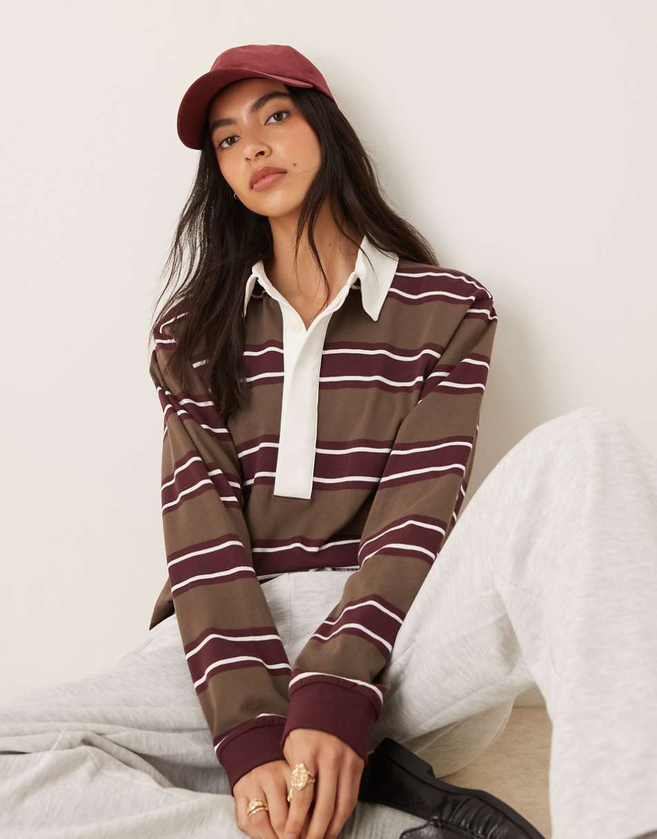 

Лонгслив Asos Design Oversized Rugby, хаки