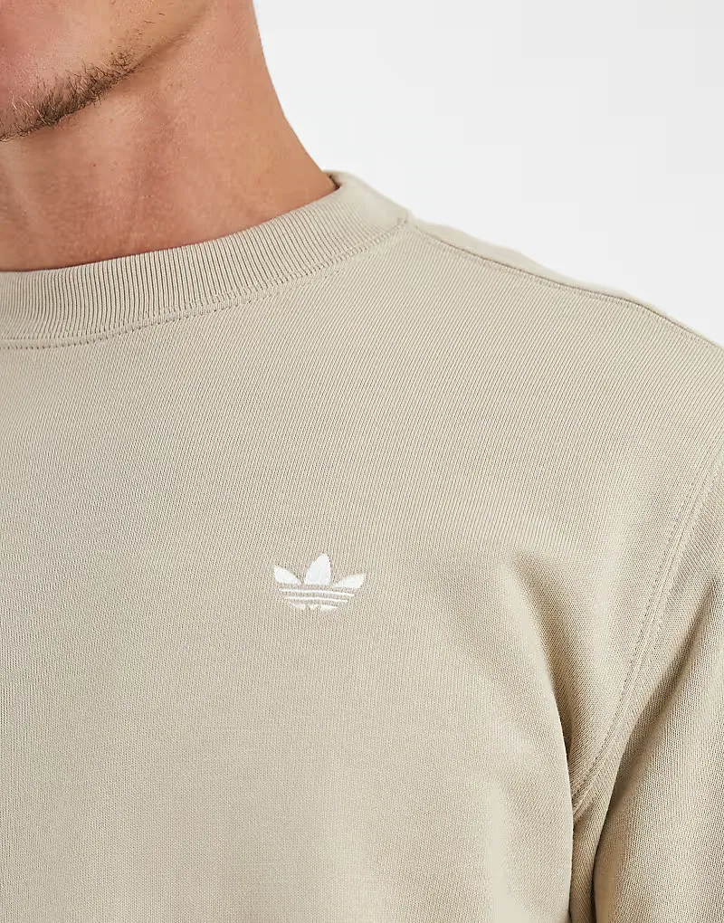 Толстовка Adidas Originals Trefoil essentials crew из французского махрового трикотажа хаки, три — фото 4