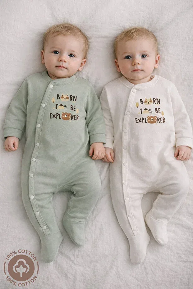 Детский комбинезон-боди с принтом Born to Be Printed Miniel, Green — фото 2