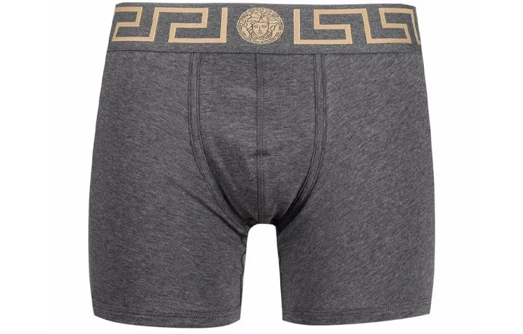 Мужские боксеры с принтом Greca Border, комплект из 2 штук, VERSACE, Black/Gray — фото 3