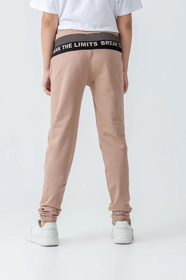 Детские спортивные штаны для мальчиков с принтом Break the limits Mışıl Kids, Beige — фото 4
