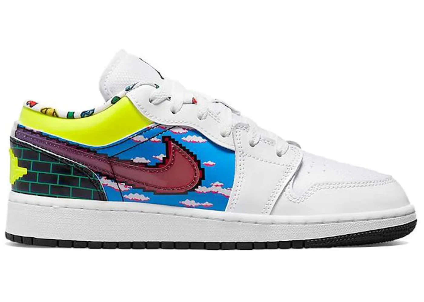 Детские кроссовки с принтом Jordan 1 Low Old School Gaming (GS) Jordan, White/Multi/Multi