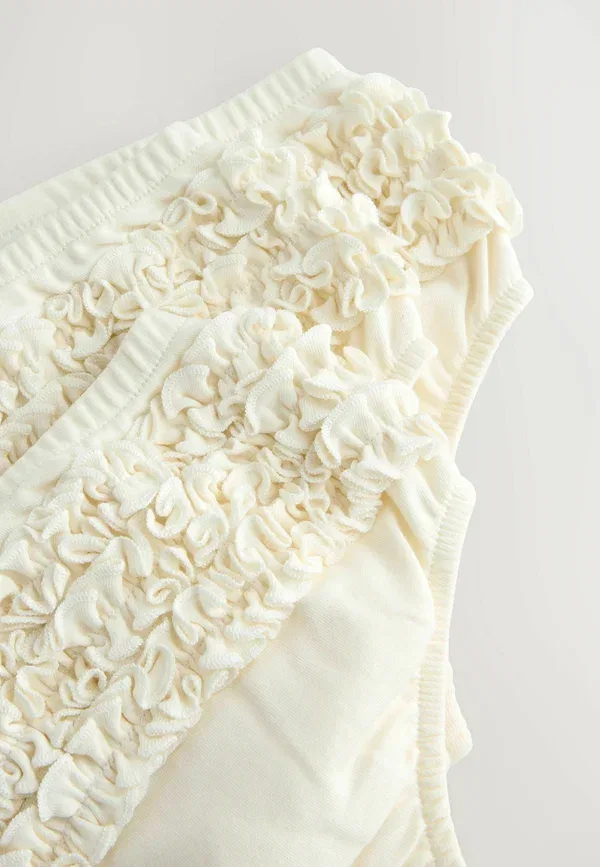 Комплект трусов 3 шт, хлопок, Knickers, Next, cream frill, кремовый — фото 4
