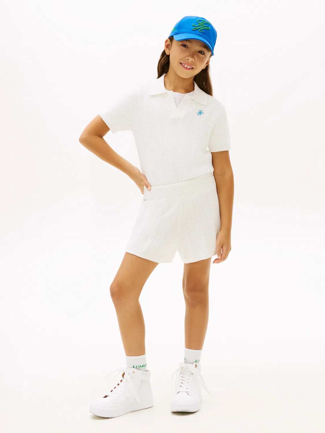 Детские шорты для девочек с вязаным кружевом Tommy Hilfiger, Blanco