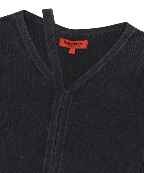 Кардиган с вырезом, вязаный, Superdry, темно-серый — фото 3