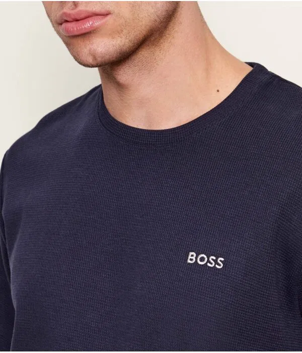 Мужская футболка вафельная T-Shirt Waffle BOSS, Blu Marino — фото 4