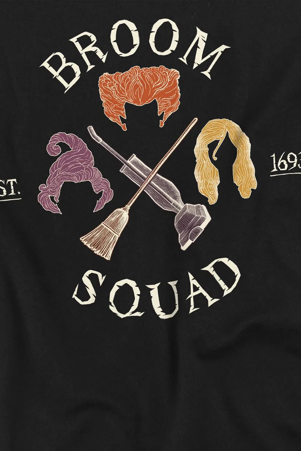 Детский свитшот с принтом Hocus Pocus Sanderson Sisters Broom Squad Disney, Black — фото 2