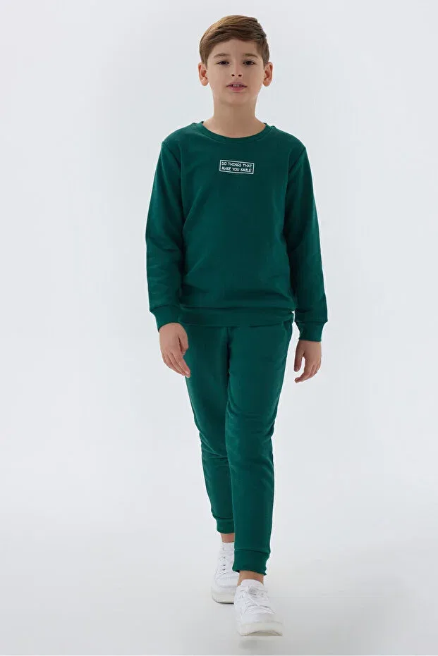 Детский спортивный костюм для мальчиков с принтом Rolypoly, Dark Green — фото 3
