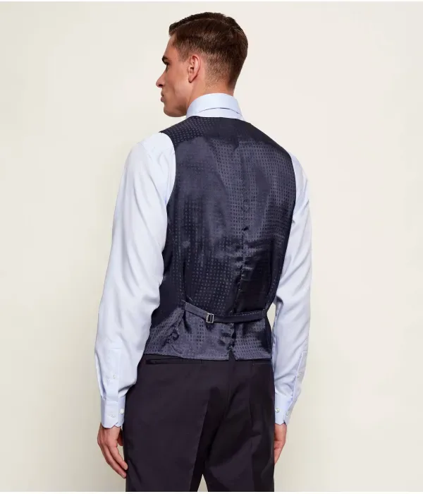Огромный шерстяной жилет slim fit Boss, темно-синий — фото 3