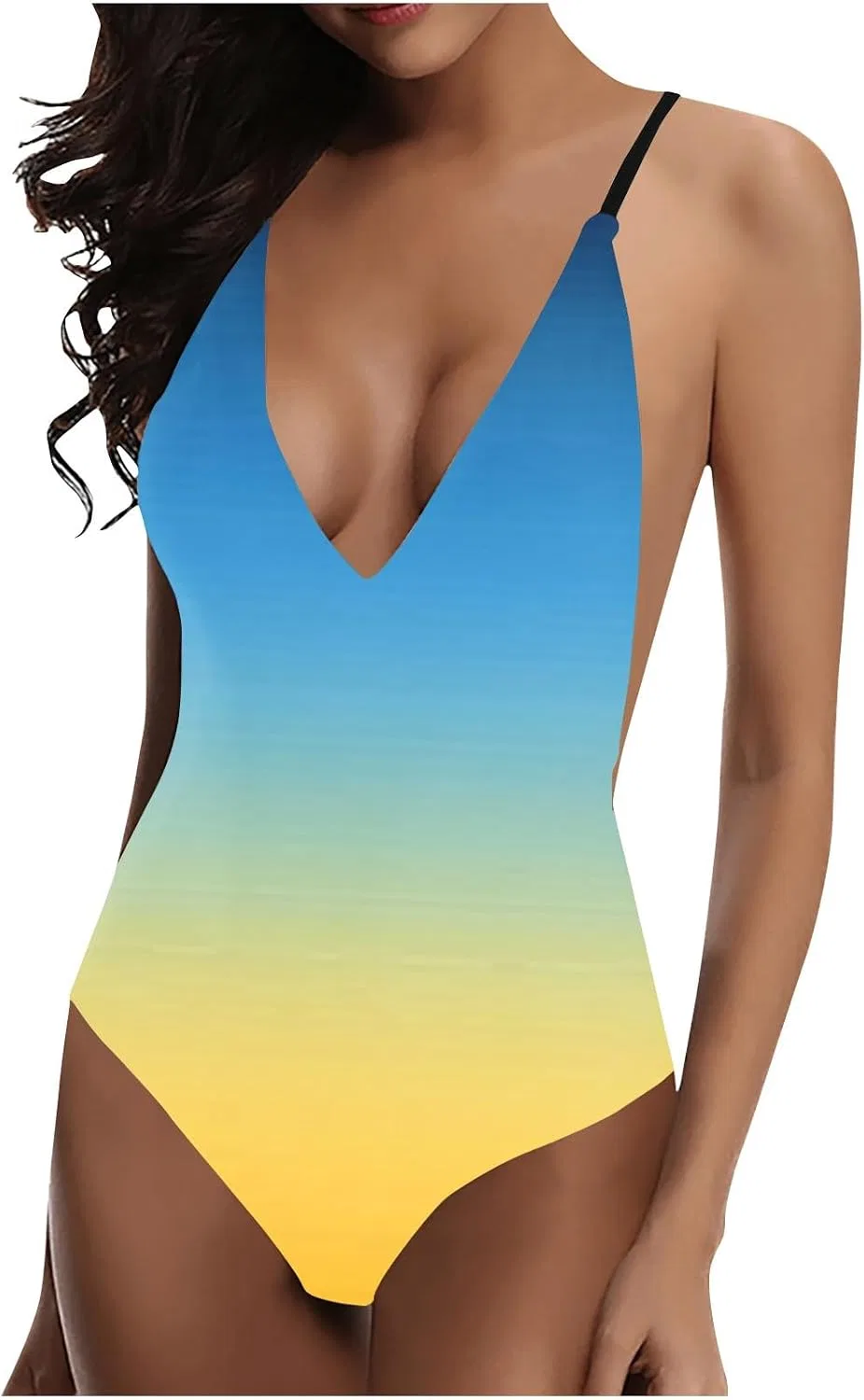 Женский слитный купальник с утяжкой живота Gradient Plus Size, Yellow