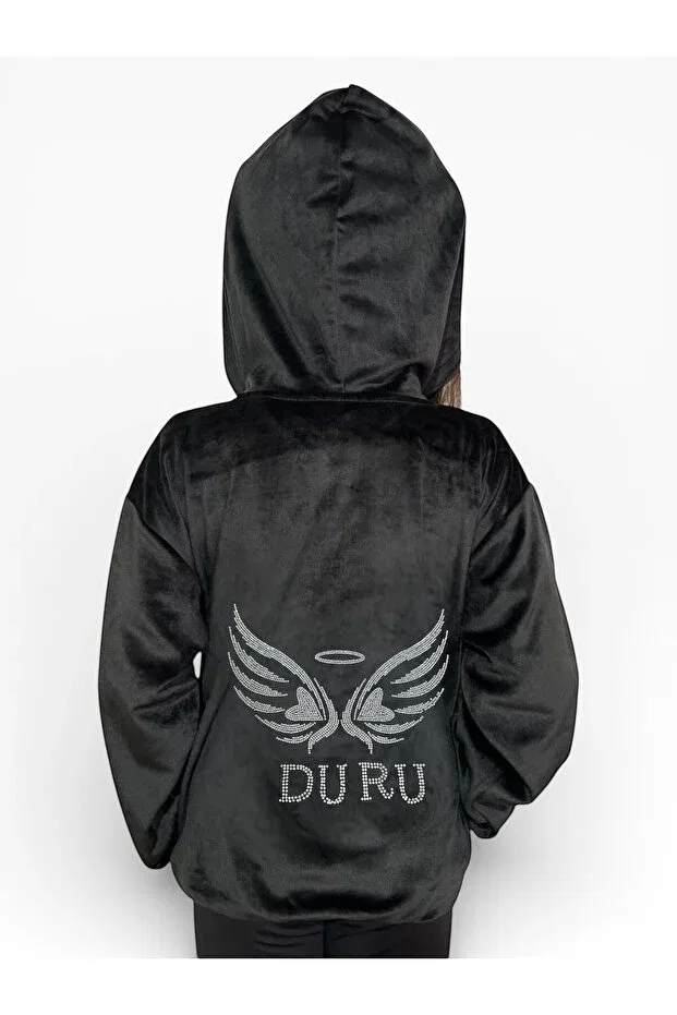 Детские свитшот с капюшоном для девочек She Can Wear, Name And Angel Wing