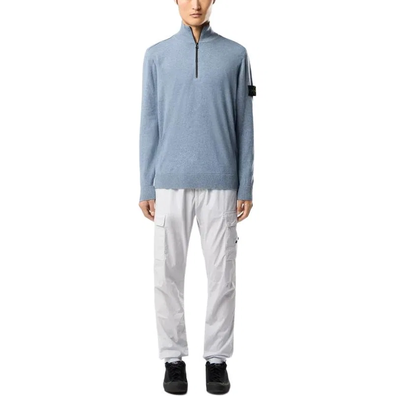 Мужской свитер с молнией и воротником-стойкой Stone Island, Aviation Blue — фото 4