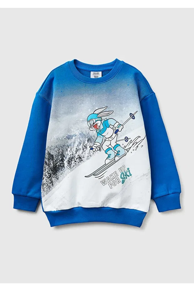 Детское для мальчиков свитшот с принтом United Colors Of Benetton, Blue