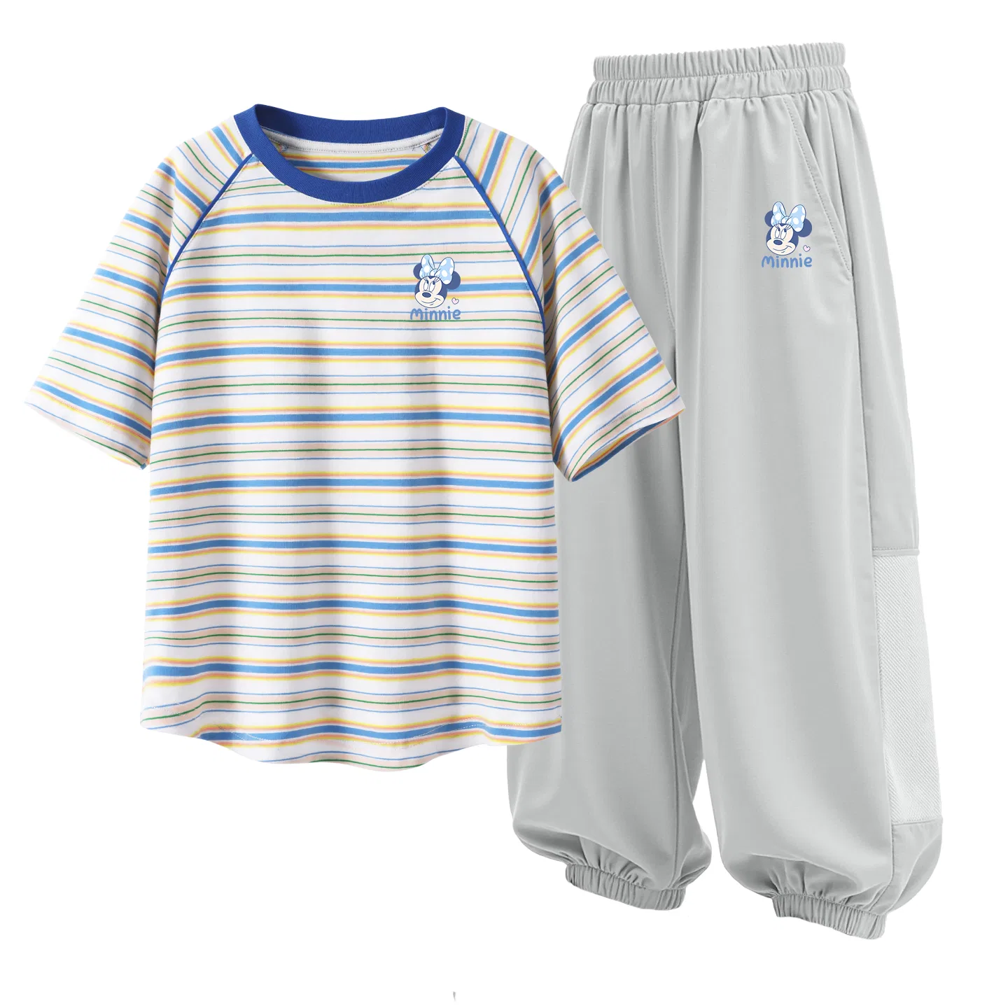 Детский спортивный костюм с круглым вырезом, дышащий, Disney, Blue Stripes