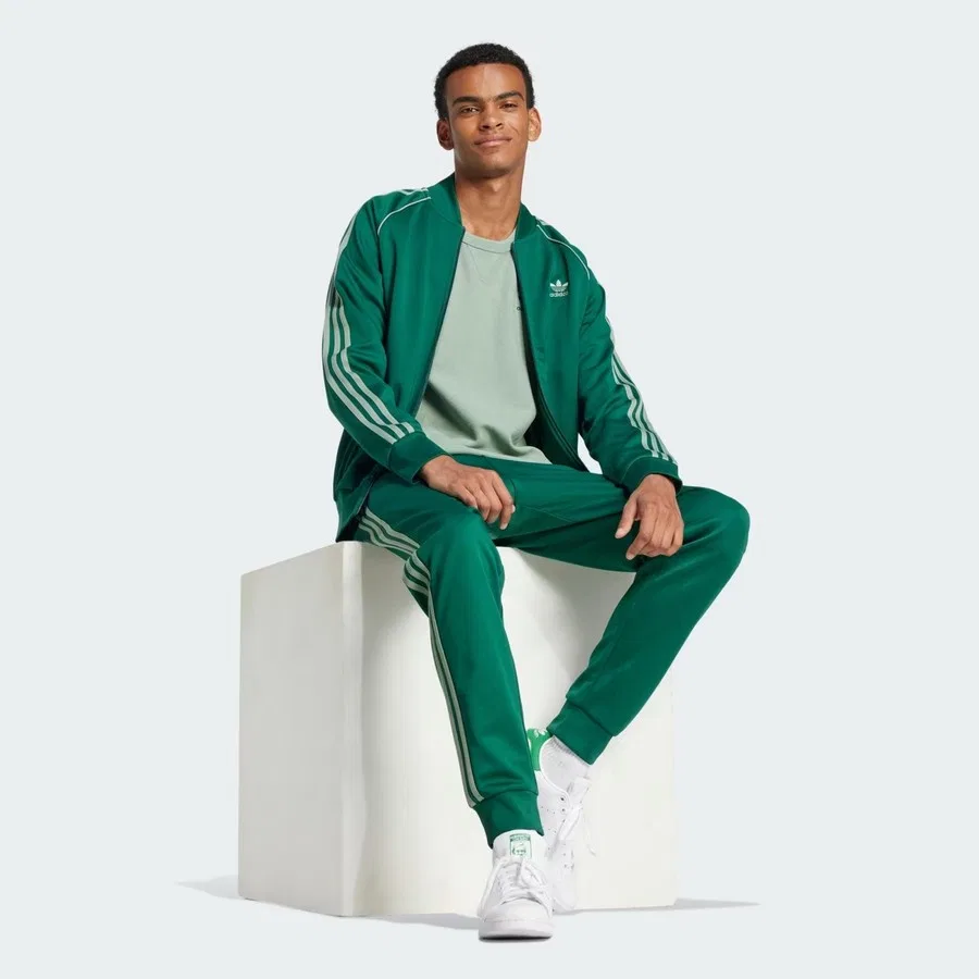 Куртка мужская с полной застежкой-молнией adidas SST TT JC9922, Зеленый — фото 3