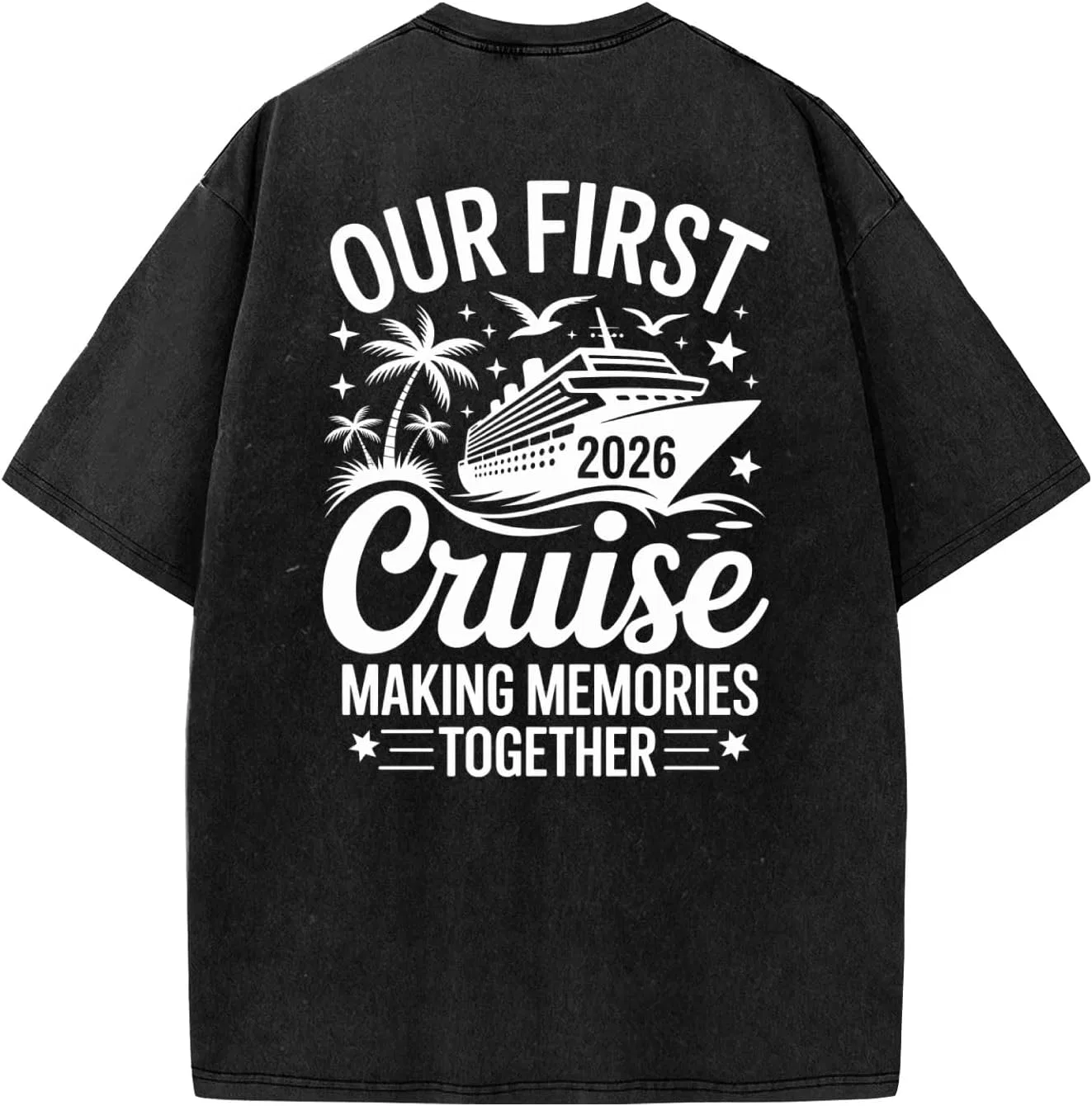 Женская футболка с принтом First Cruise 2026, Wash Black