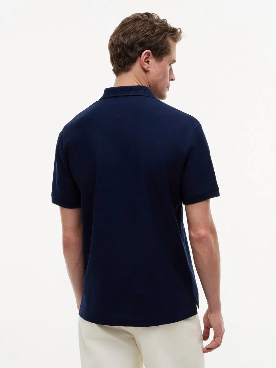 Рубашка TOMMY HILFIGER 'Relaxed Fit Stripe Crepe' темно-синего цвета — фото 4
