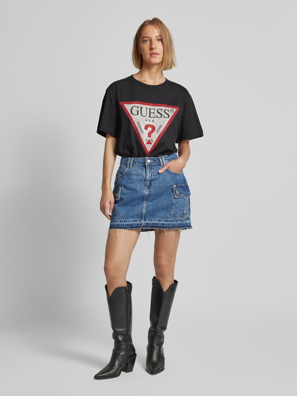 

Юбка джинсовая с бахромой модель 'VIVETTE' Guess