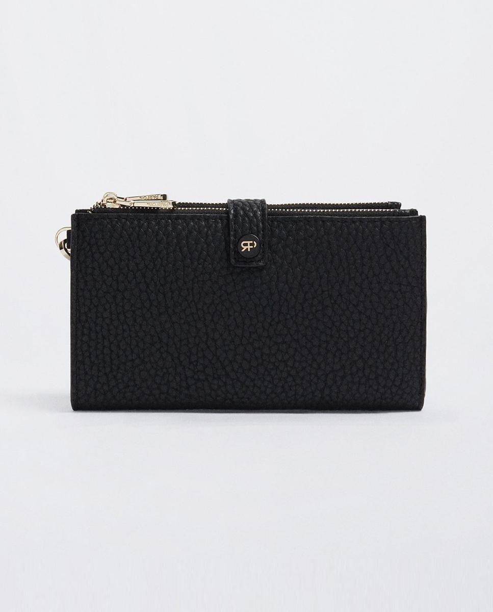 

Большой женский кошелек на кнопке черного цвета Parfois, черный