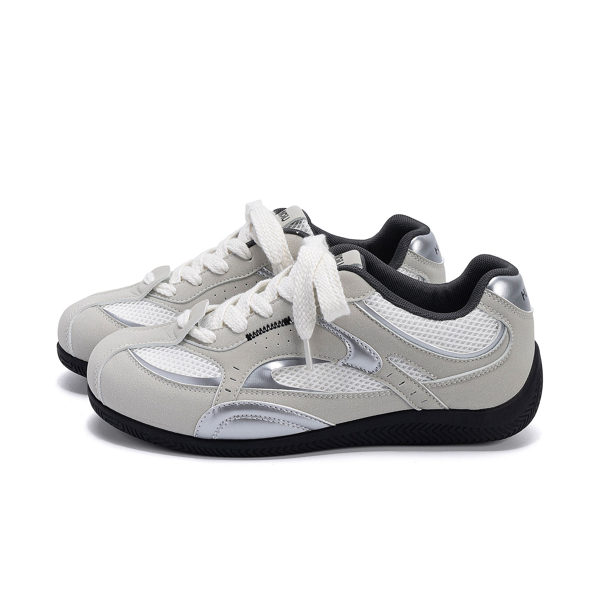 HUANQIU Кроссовки для скейтборда Racing Shoes, синтетическая кожа, текстиль, низкие, мужские, серый серебристый — фото 3