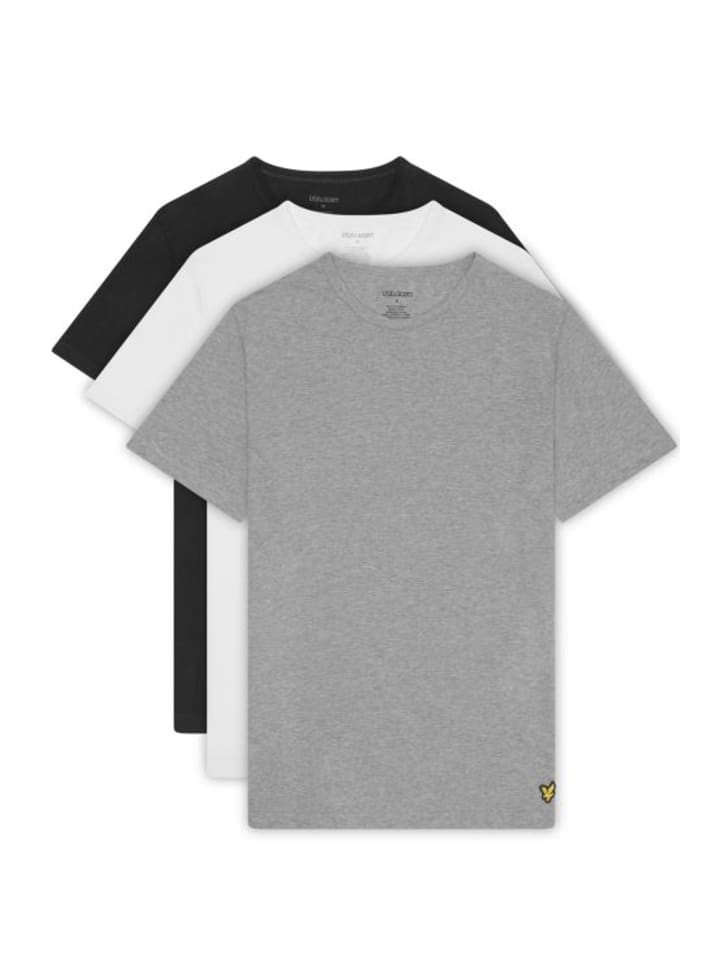 

Футболка Lyle & Scott T-Shirt 3Er-Set, цвет Tiefschwarz/Mittelgrau meliert/Weiß