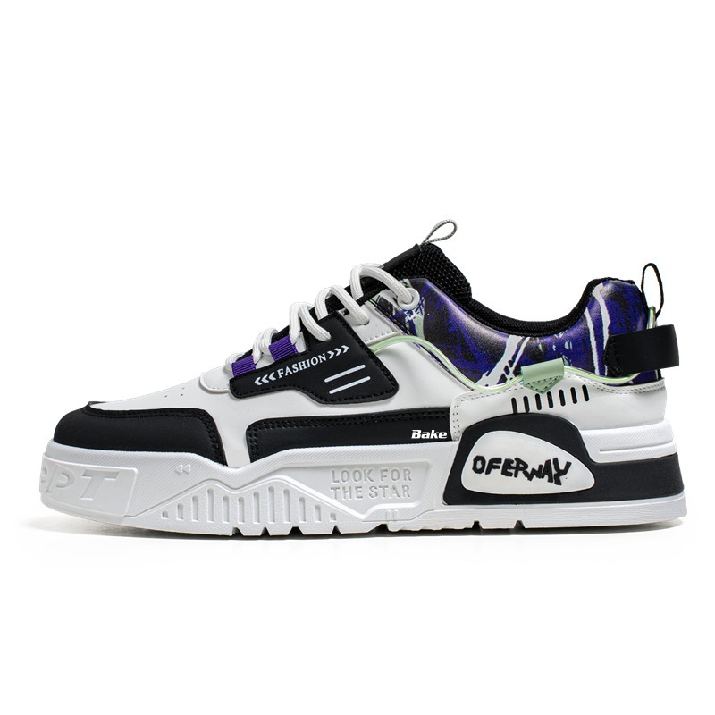 

BAKE Антискользящие и износостойкие низкие скейтерские кроссовки для мужчин с эффектом увеличения роста - черно-фиолетовые, цвет Black Purple