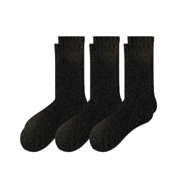 

Женские плюшевые носки 3 пары мягкие высоковорсовые теплые эластичные уютные зимние Anna-Kaci, Black