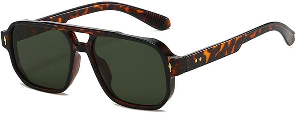 

Женские солнцезащитные очки с двойной перемычкой, защита от УФ-излучения UV400, мужские очки с заклепками, градиентная подсветка, для вождения, для занятий спортом на открытом воздухе, бега и езды LXLHWN, Leopard Dark Green