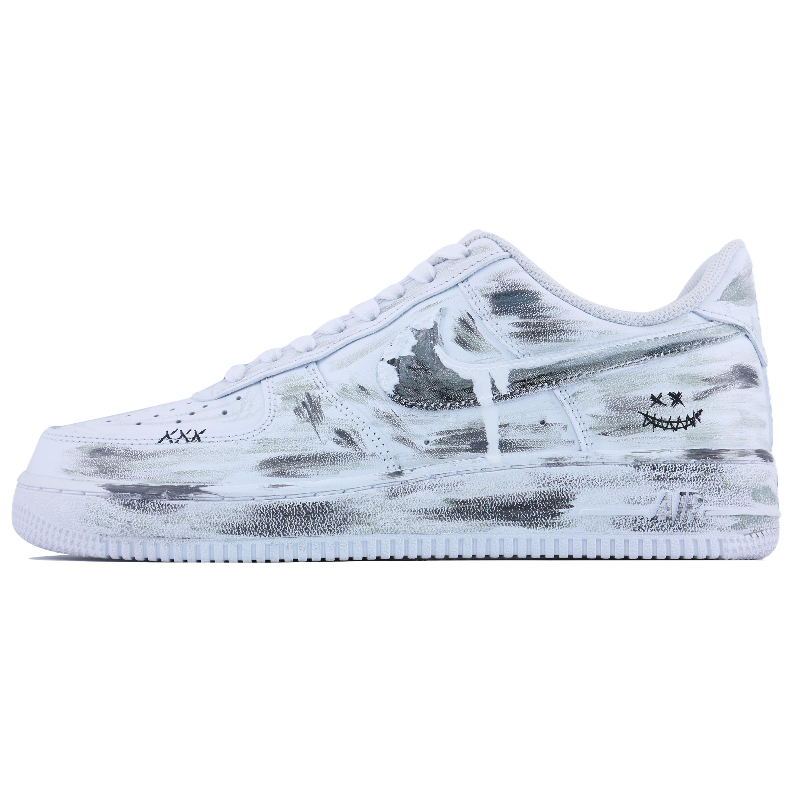 

Nike Кроссовки для скейтбординга Air Force 1 Gray Corner Abrasion Resistant низкие мужские бело-серые
