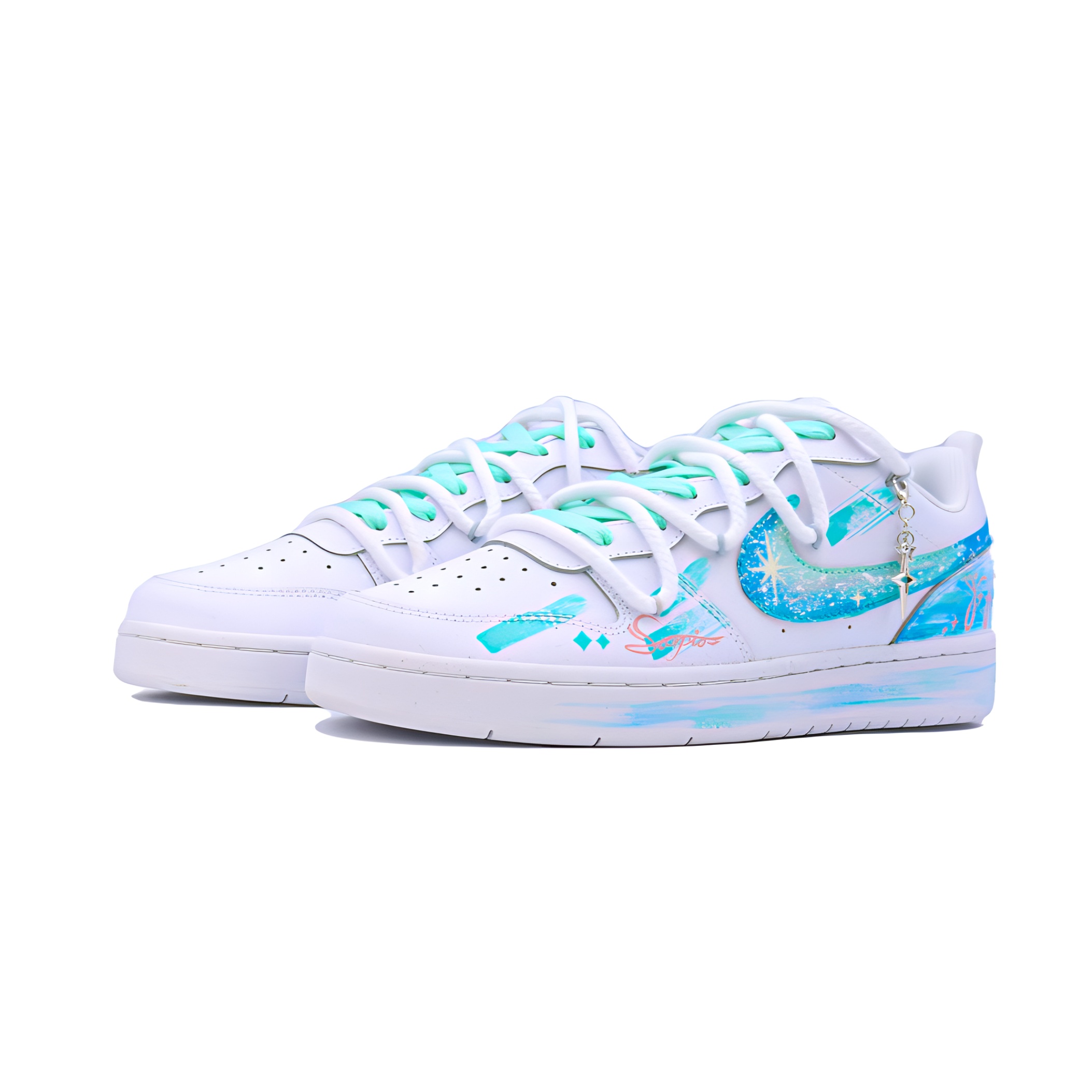Детские кроссовки для скейтбординга Court Borough2Court Borough Low 2 для подростков Nike, белый/синий/зеленый — фото 4