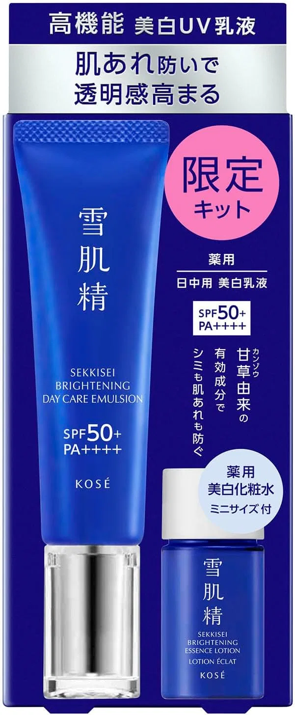 Набор для ухода за кожей Medicated Snow Skin Brightening Day Care Advance Sekkisei, 35 г + 14 мл, SPF 50+/PA++++, белый
