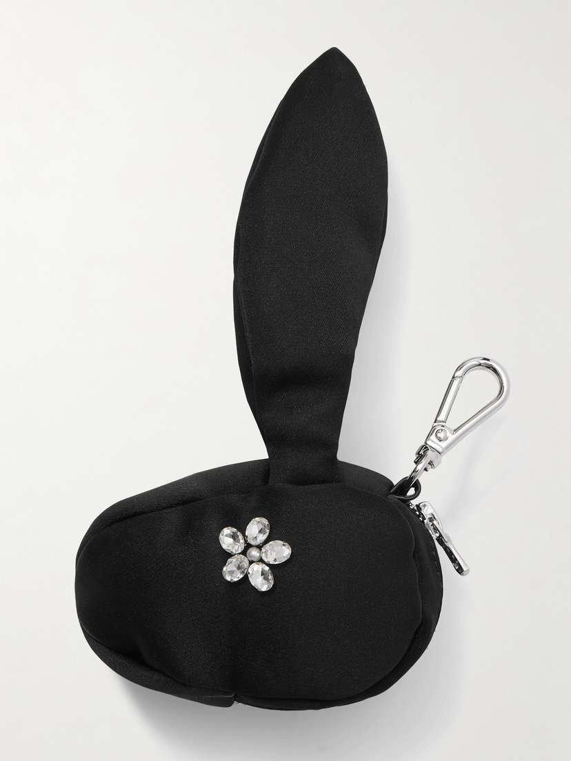 

Атласный кошелек для монет с зайцем Simone Rocha, черный