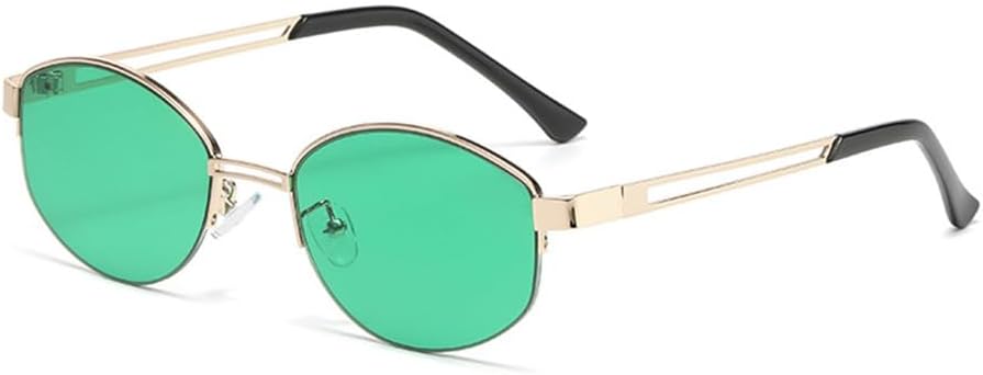 

Популярные модные овальные солнцезащитные очки для женщин в винтажном стиле, полуободковые, с прозрачными линзами Ocean, защита от УФ-излучения UV400, солнцезащитные очки для мужчин KTUCN, C5 Gold Green