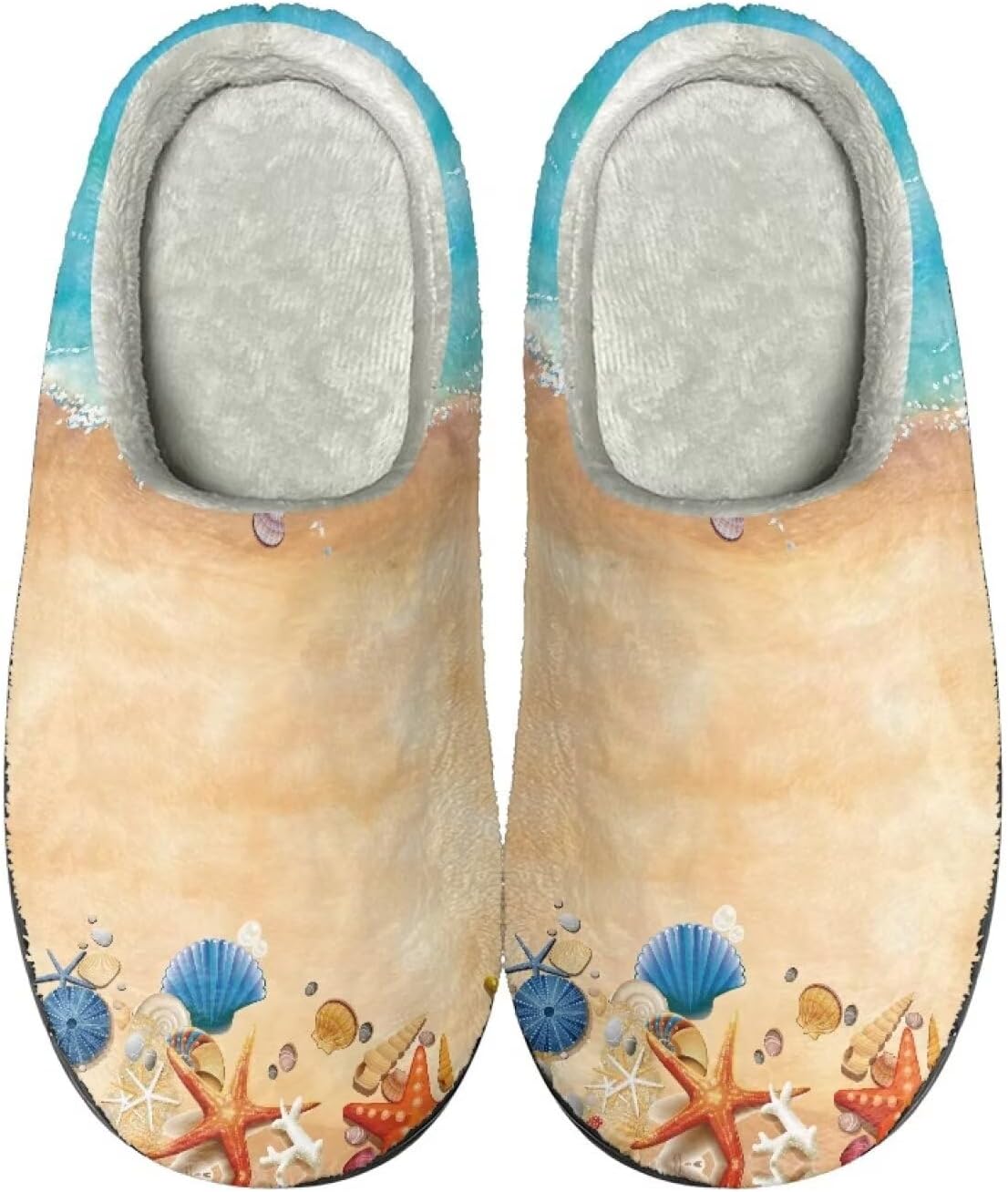 

Тапочки Forchrinse с подсолнухом и корги для женщин и мужчин, пушистые и уютные, для дома и улицы, теплые плюшевые тапочки с зимней подкладкой из памяти формы, Hawaiian Starfish on Beach