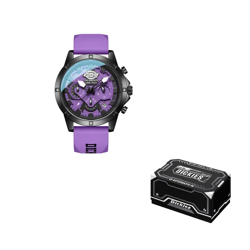 

Dickies Часы Wrist Watch Quartz Movement Silicone Strap White Dial Men's Watch, 220M60LYXCL-483P6-61SY Purple Dial