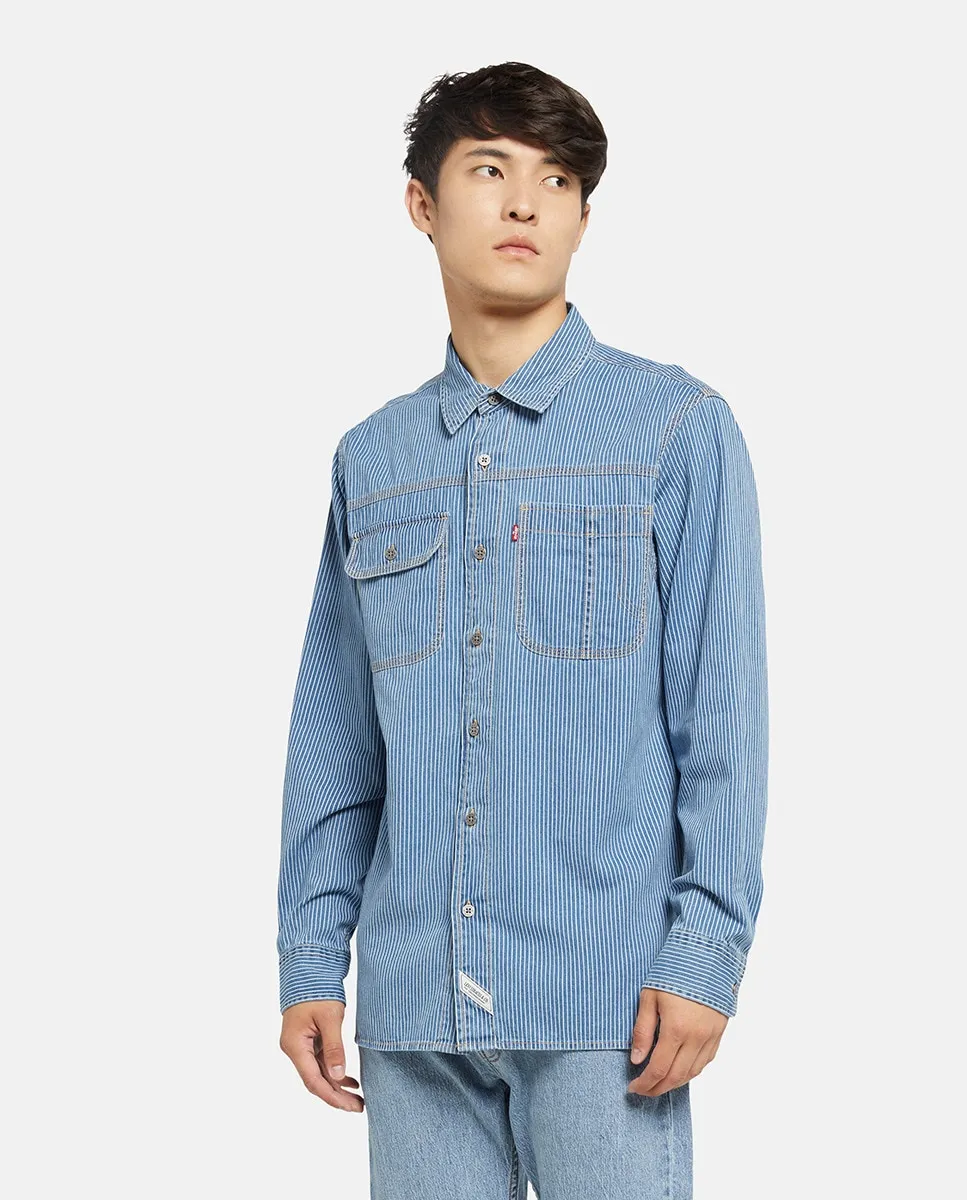 

Мужская свободная хлопковая рубашка Levi's, тёмно-синий