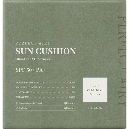 Village 11 Factory Perfect Airy Sun Cushion SPF 50 14 г Корейский уход за кожей Village11factory — фото 2