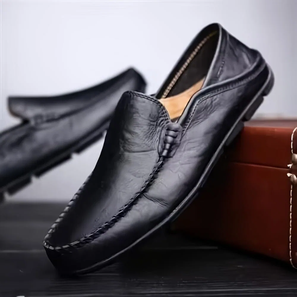 Мужские лоферы на каждый день, удобная резиновая подошва, Black HoaloX — фото 3