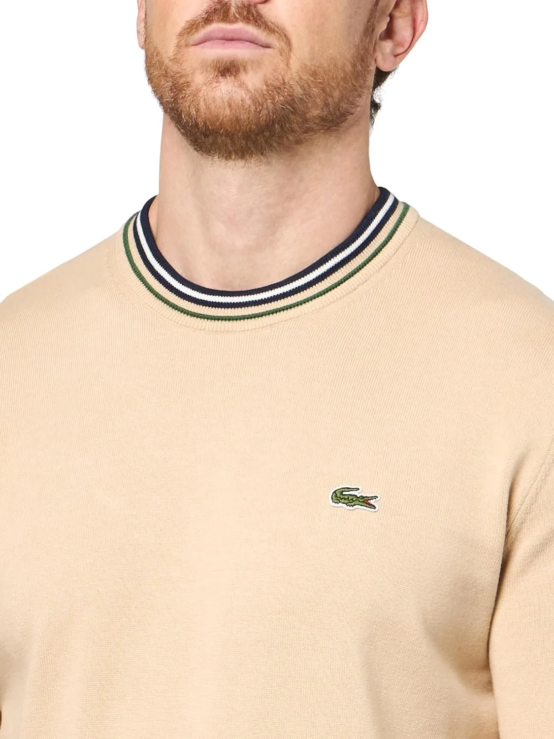 Свитер Lacoste мужской из хлопкового джерси в полоску, синий — фото 3