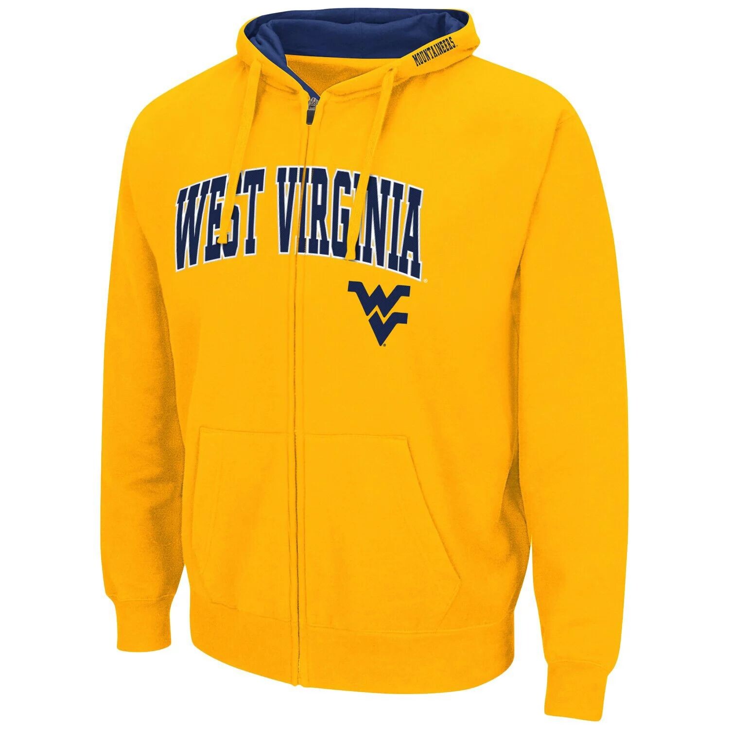 Мужская толстовка с молнией во всю длину золотистого цвета West Virginia Mountaineers Arch & Logo 3.0 Colosseum — фото 2
