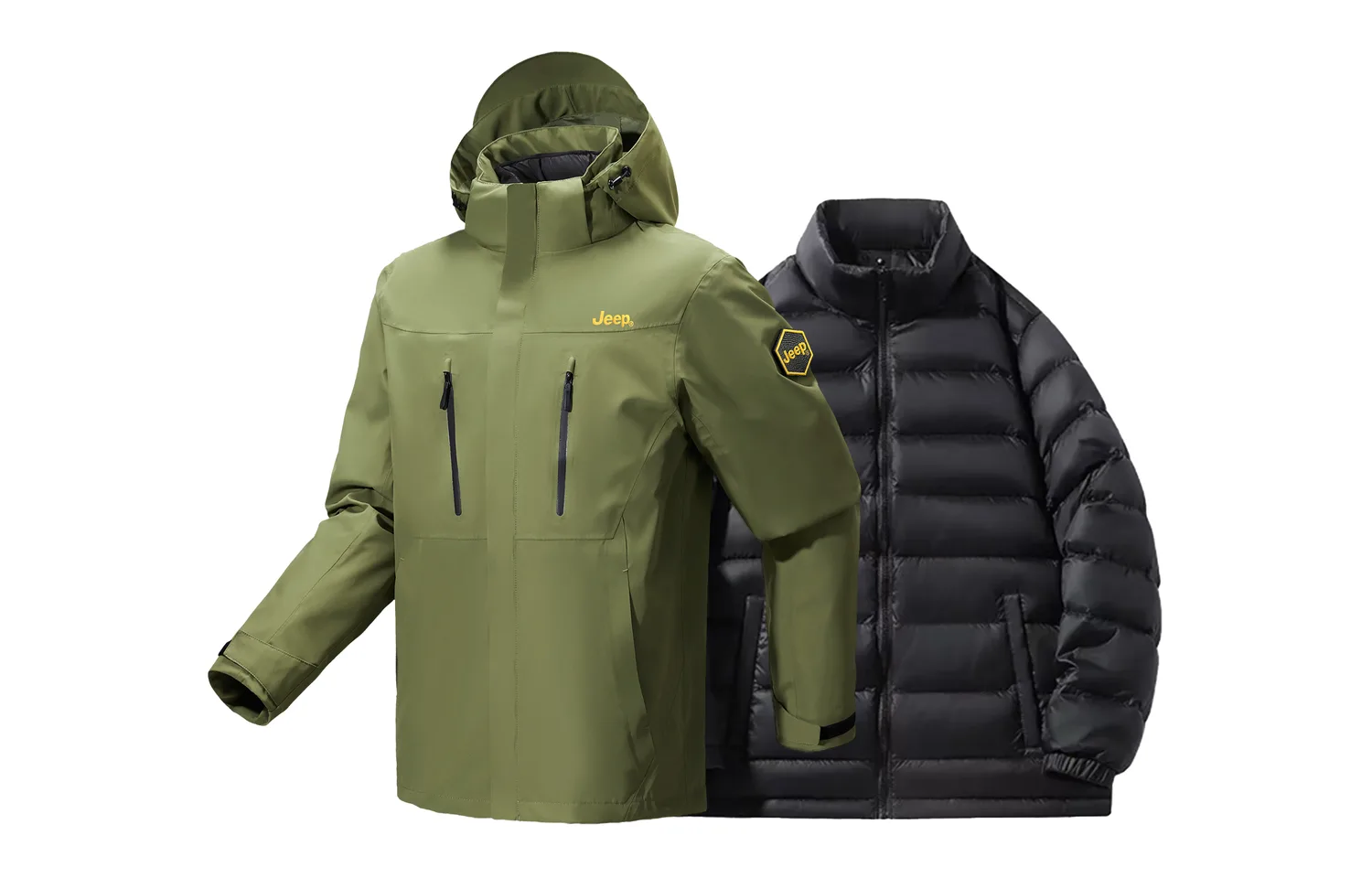 Унисекс лыжная одежда для отдыха на природе Jeep, Army Green[Single Layer Coat+Down Liners]