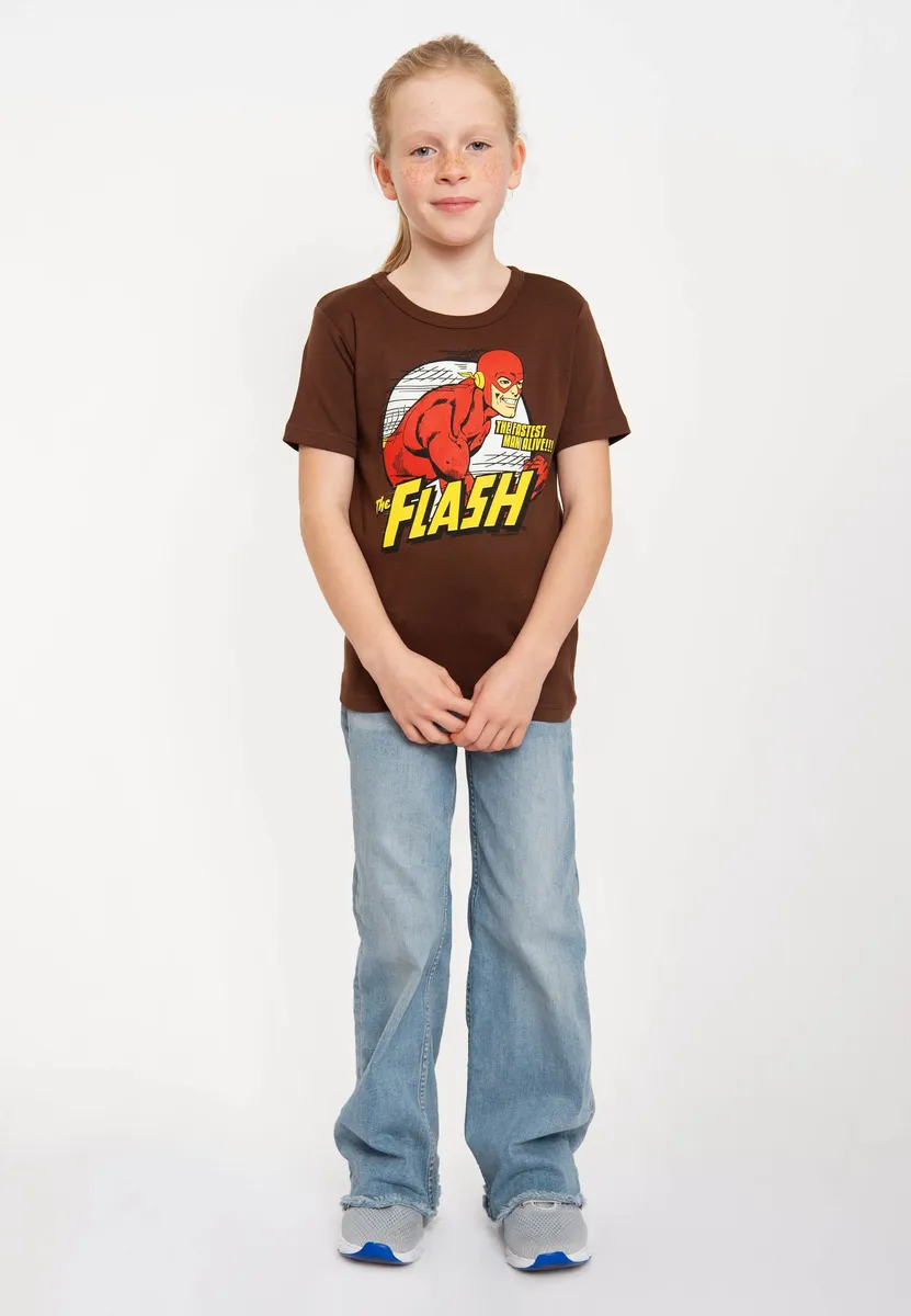 Футболка Logoshirt "Самый быстрый человек на свете" с классным принтом супергероя, коричневый — фото 2