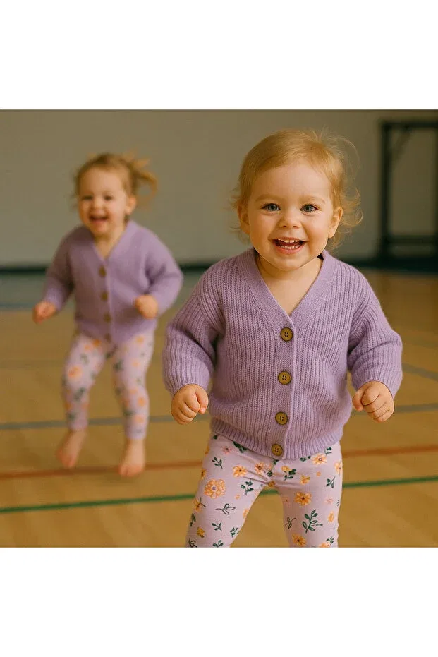 Детские леггинсы для девочек с принтом Basics Nimini Kids, Purple — фото 2